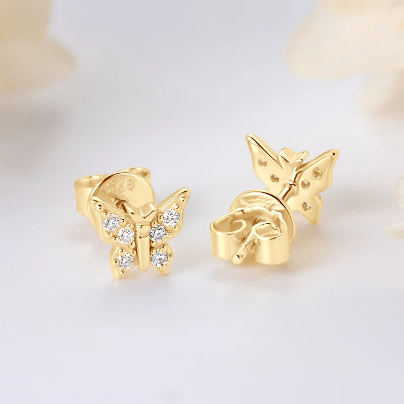 Mini Needles Stud Earrings 925 Sterling Silver for Women with D Color Moissanite Lovely Piercing Jewelry with Certificate