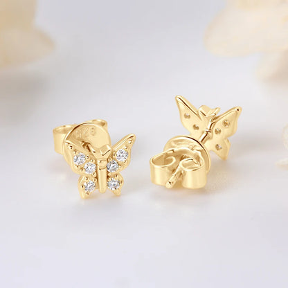 Mini Needles Stud Earrings 925 Sterling Silver for Women with D Color Moissanite Lovely Piercing Jewelry with Certificate