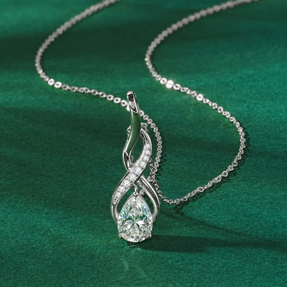 7x10mm 2ct Pear Cut Moissanite Infinity Pendant Necklace for Women 925 Sterling Silver Adjustable Chain Fine Jewelry Gift