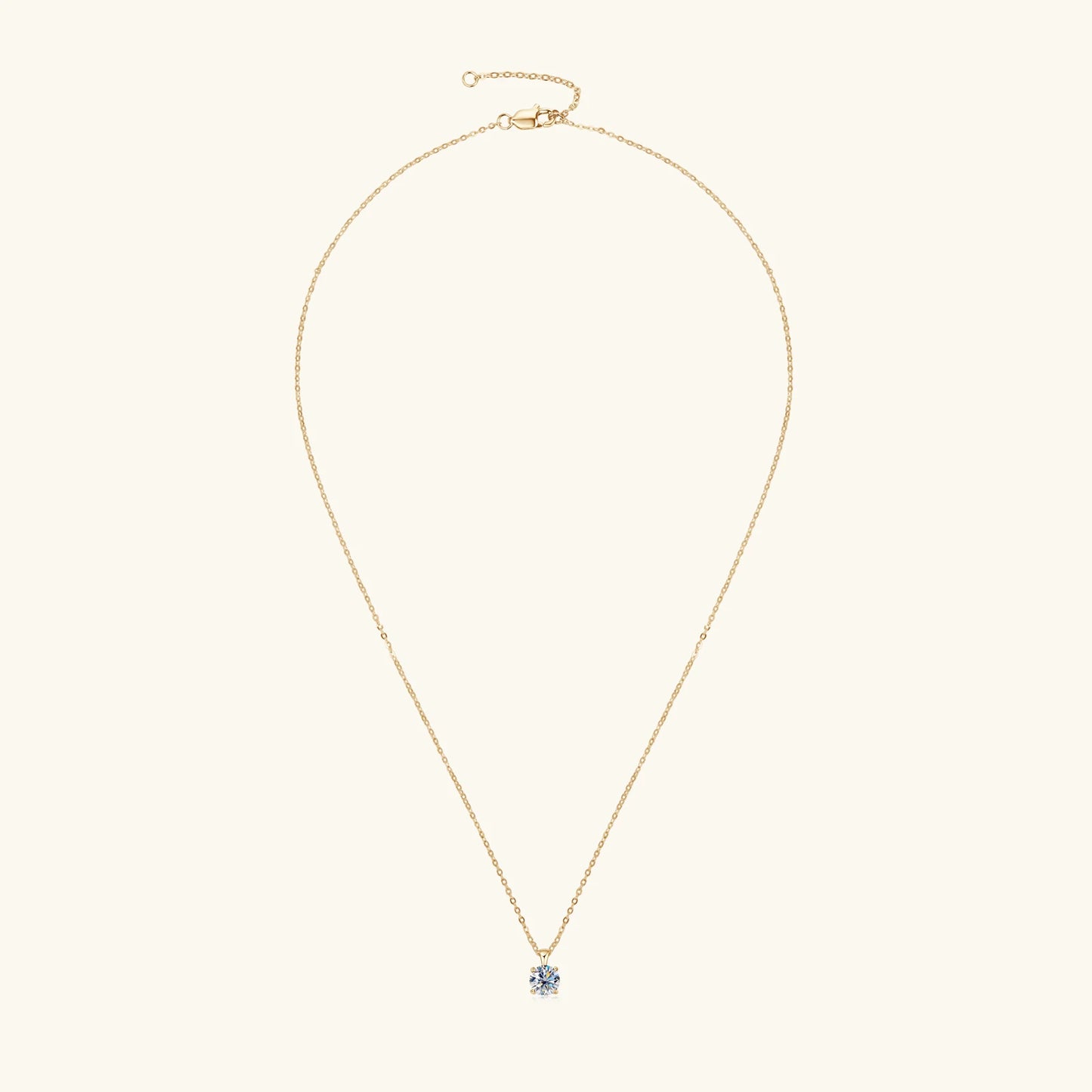 6.5mm 1.0 carat D Moissanite Solitaire Drop Necklaces 18k Gold Plated Pendant Original Real 925 Silver Chain Jewelry for Women