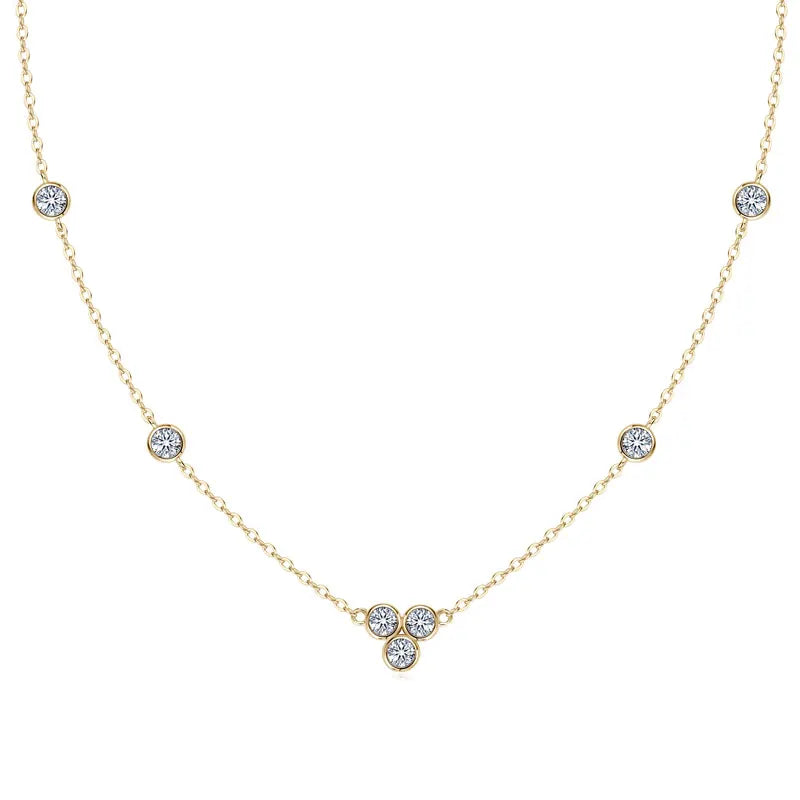 2025 New 4mm&2mm D Color Moissanite Pendant Necklace Plated 18K Gold 925 Silver Chain Jewelry GRA Certified for Women Girl Gifts