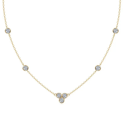 2025 New 4mm&2mm D Color Moissanite Pendant Necklace Plated 18K Gold 925 Silver Chain Jewelry GRA Certified for Women Girl Gifts