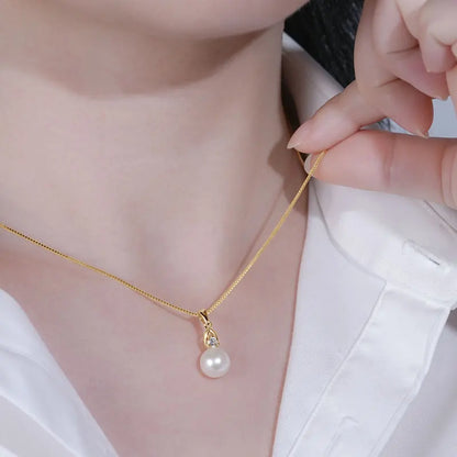 925 Silver White Pearl Pendant Necklace 9-10mm Natural Freshwater Pearl Zircon Pendants For Women Fine Jewelry 2025 Trend