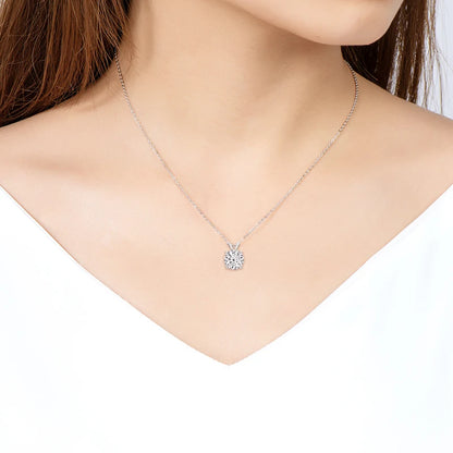 Rose Gold Plated Moissanite Pendant Necklace 6.5mm(1.0ct ) Sparking D Color Diamond Real 925 Silver Jewelry for Women Gift