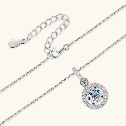 925 Sterling Silver Pendant Necklace Moissanite 6.5mm 1.33CTW. Round Cut Birthday Party Valentine Day Gift Women Jewelry