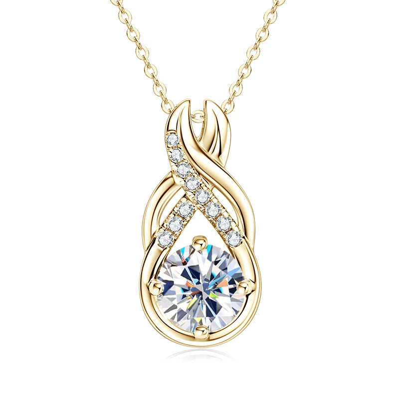 8mm 2.0CT Infinity Moissanite Pendant Necklace for Women Real 925 Silver Adjustable Chain GRA Certified Luxury Fine Jewelry Gift