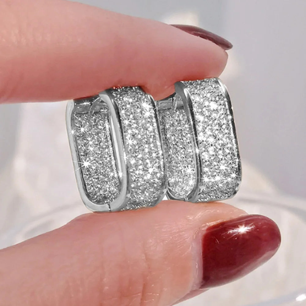 2025 0.86CTW. Pave Moissanite Hoop Huggie Earrings for Women 925 Silver Luxury Skeleton Design Earring Original Fine Jewelry GRA