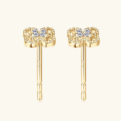 2025 New Solid 10K Gold Clover Flower Moissanite Studs Earrings Mini Piercing Ear Earrings GRA Certified Jewelry for Women Gift