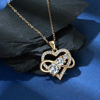 2024 Original 925 Silver Infinity Moissanite Heart Pendant Necklace D1.60CT Round Cut Lab Diamond Neck lace Women's Jewelry Gift