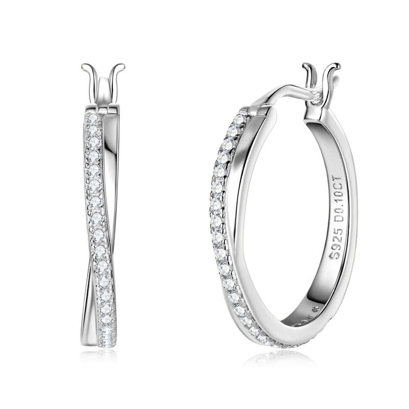 Classic Real Moissanite Hoop Earrings for Women 925 Silver 18K Gold Plated Clip Earrings Wedding Jewelry Gift 2024 New