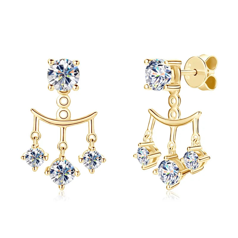 2024 Trendy 1cttw 5mm Moissanite Drop Stud Earrings for Women 925 Silver Dual Use Earrings Jacket GRA Certified Christmas Gift