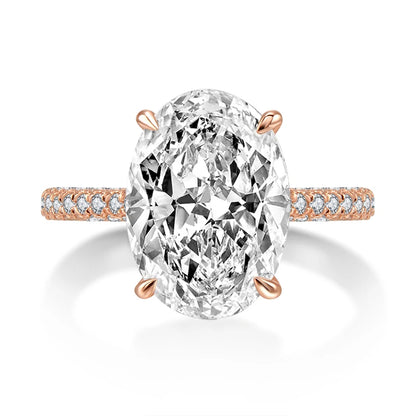 Rose Gold 5.0CT Wedding Ring 10x14mm Elliptical Big SONA Diamond Engagement Band Solid 925 Silver Luxury Women's Jewelry