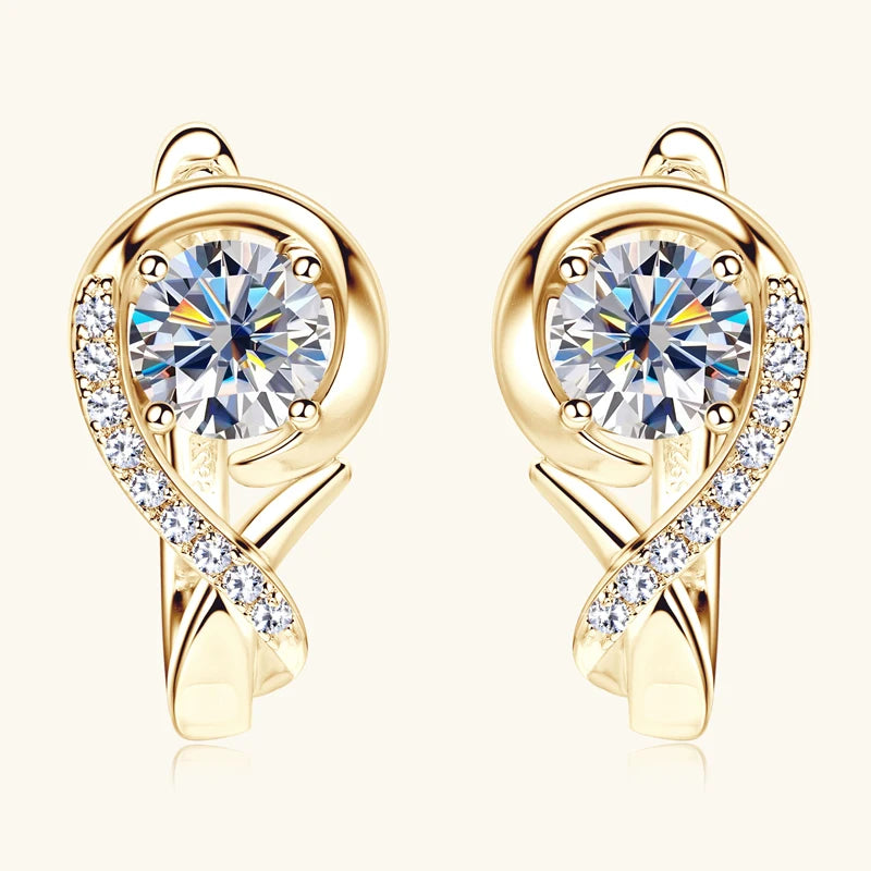 5mm 0.5ct D Moissanite Infinity Hoop Huggie Earrings for Women 925 Silver 18K Gold Plated Earrings Wedding Daily Jewelry