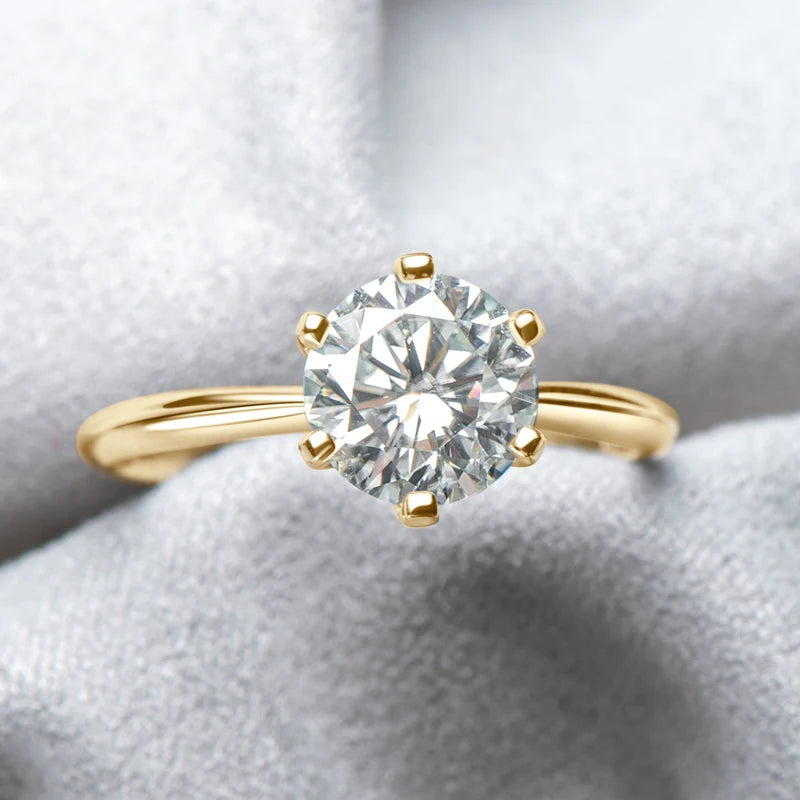 3.0CT Moissanite Solitaire Ring Yellow Gold Plated 2CT Engagement Wedding Ring Band 925 Silver Certified Jewelry For Women