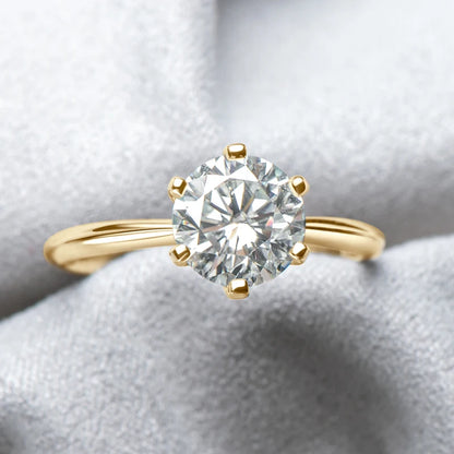 3.0CT Moissanite Solitaire Ring Yellow Gold Plated 2CT Engagement Wedding Ring Band 925 Silver Certified Jewelry For Women
