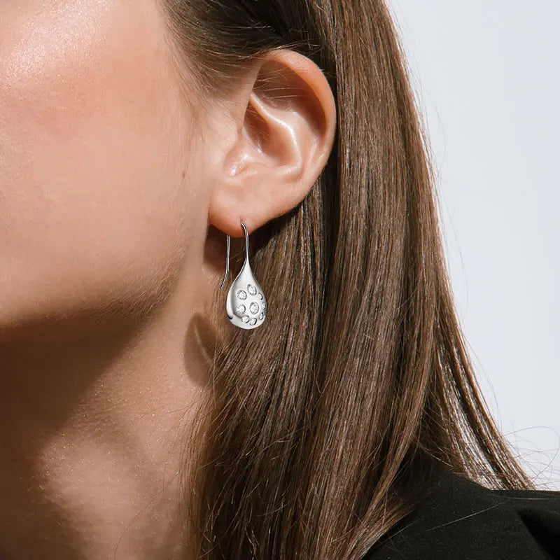 1.6cttw Moissanite Dangle Hook Earrings 925 Silver for Women 2024 Trendy Large Teardrop Earrings Texture Jewelry Gift GRA