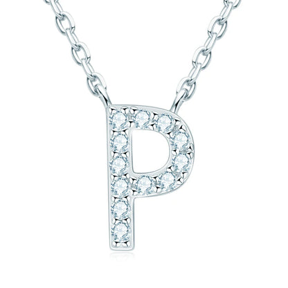 Initial Moissanite 26 Letter Pendant Necklace for Women Men Real Silver 925 Name Pendant Fine Jewelry Valentine's Day Gift
