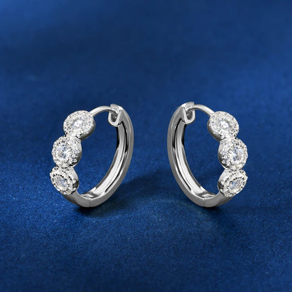 Classic Hoop Huggie Earrings Real D Color Moissanite Earring 925 Sterling Silver for Women Engagement Wedding 2023 Jewelry Gift
