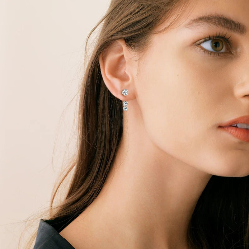 2024 Trendy Real 925 Silver D Moissanite Drop Earrings Piercing Stud Earrings Jacket Certified Jewelry for Women Gift GRA