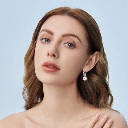 Real 925 Sterling Silver Hoop Earrings 9-10mm White Shell Pearl Drop Earring Detachable Wedding Party Jewelry for Women