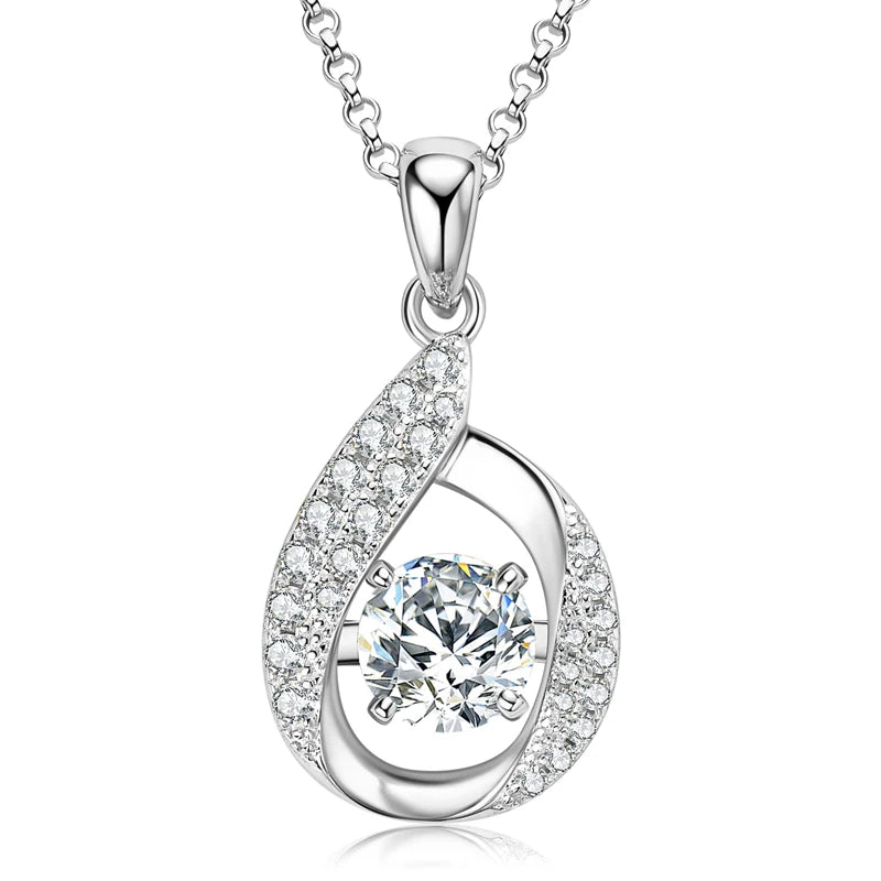 2024 New 6.5mm 1ct Round Moissanite Necklace Water Drop Pendant Women 925 Sterling Silver Jewelry for Wedding Party Gift GRA