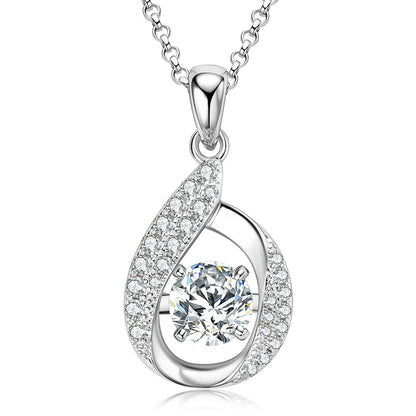 2024 New 6.5mm 1ct Round Moissanite Necklace Water Drop Pendant Women 925 Sterling Silver Jewelry for Wedding Party Gift GRA