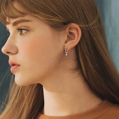 Bezel 2mm Moissanite Drop Studs Earrings 925 Silver C-shaped Earrings Cuff for Women Girl Simple Daily Ear Jewelry Gifts
