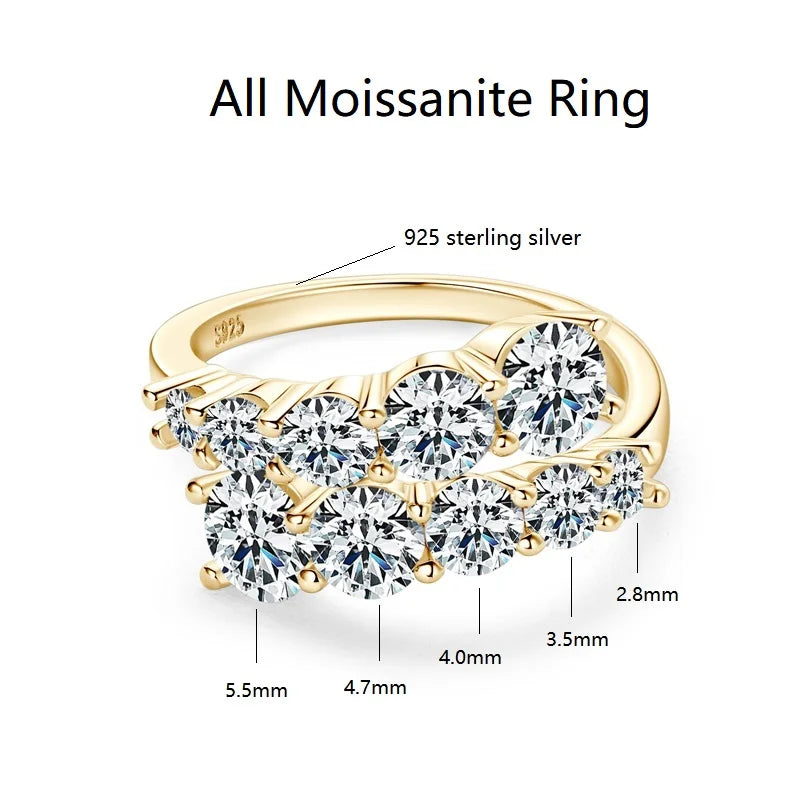 925 Silver Moissanite Rings Woman Bands 10 Stones 3.26cttw Sparkling Diamond Twist Shank Wedding Ring Engagement Jewelry