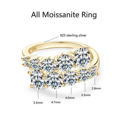 925 Silver Moissanite Rings Woman Bands 10 Stones 3.26cttw Sparkling Diamond Twist Shank Wedding Ring Engagement Jewelry