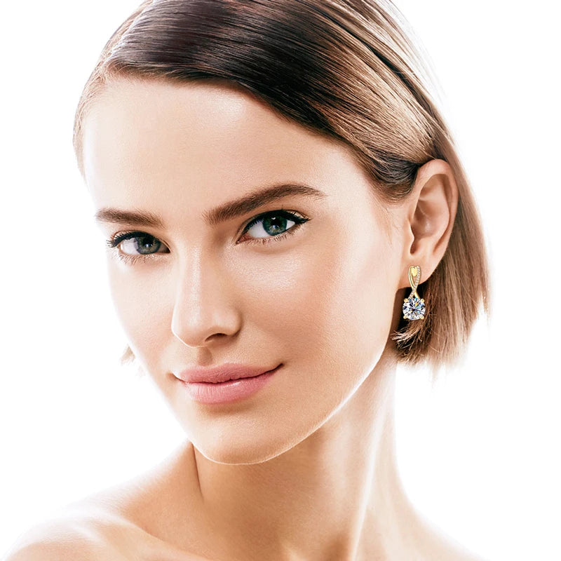 D2.0CT Moissanite Drop Huggie Earrings Real 925 Silver Women Gold Plated Hoops Infinite Earring Certified Wedding Jewelry