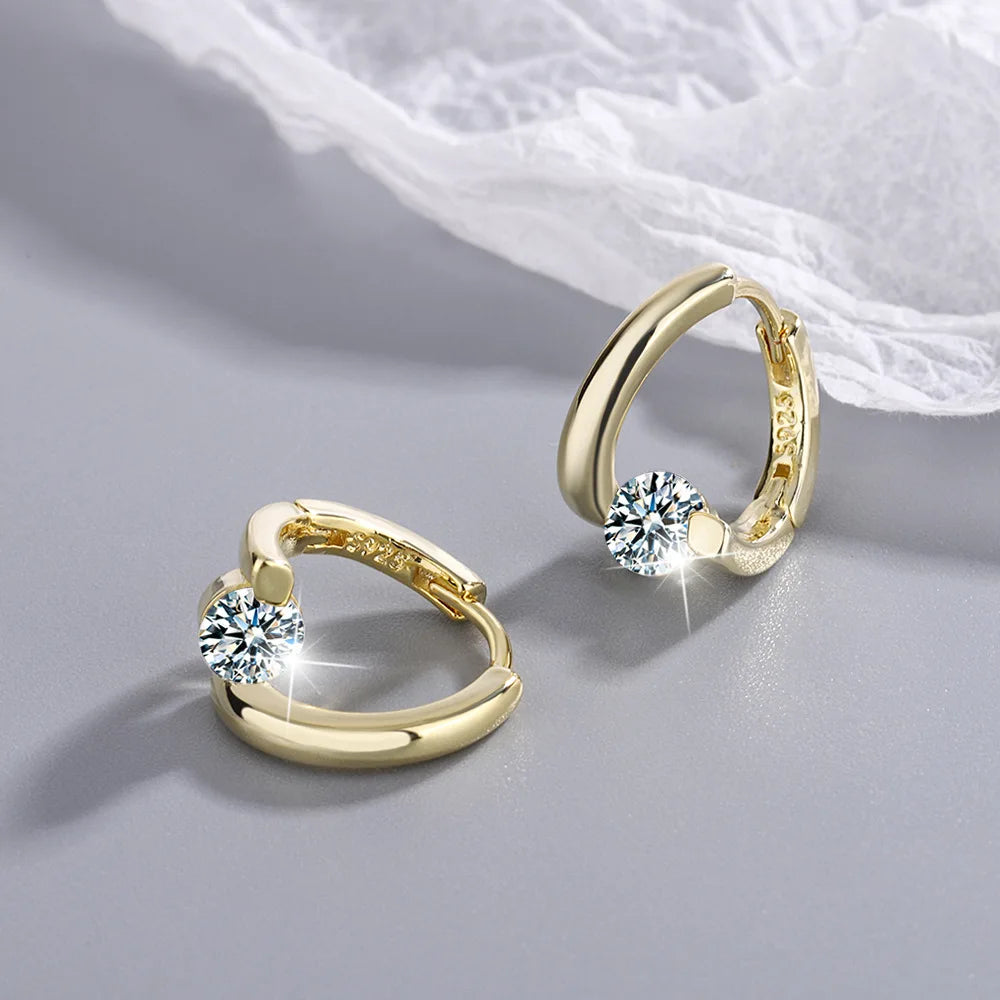 Korean Twist Hoops 1.0ct D Color Moissanite Earrings For Women Real 925 Silver Solitaire Diamond Stud Earrings Jewelry