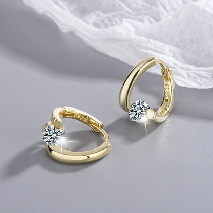 Korean Twist Hoops 1.0ct D Color Moissanite Earrings For Women Real 925 Silver Solitaire Diamond Stud Earrings Jewelry
