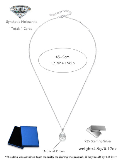 2025 1.0 carat 6.5mm Moissanite Infinity Pendant Necklace Adjustable 925 Silver Chain for Women Fine Jewelry Gift Birthday