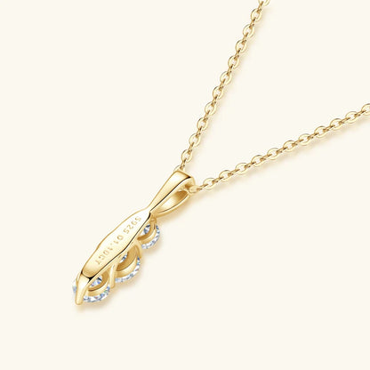 1.1ctw. D Moissanite Pendant Necklace for Women 925 Silver Three-Stone Vertical Bar Pendants Adjustable Chain Jewelry Gift