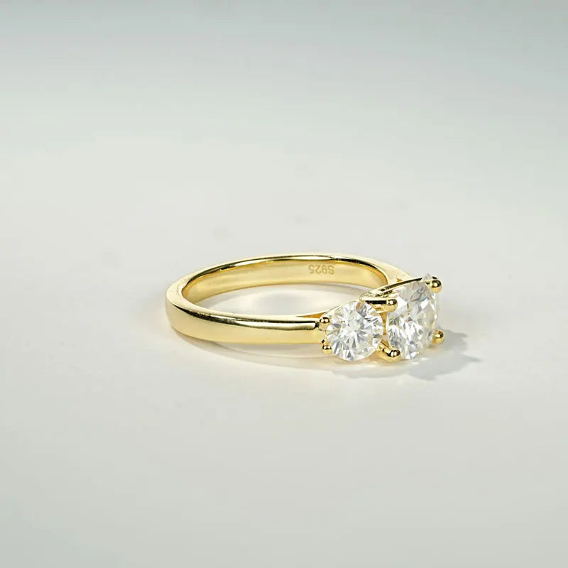 2.0CTTW 6.5mm D Color Moissanite Engagement Wedding Ring 925 Sliver GRA Certified Three Stone Band for Women Promise Fine Jewel