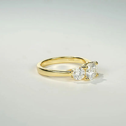 2.0CTTW 6.5mm D Color Moissanite Engagement Wedding Ring 925 Sliver GRA Certified Three Stone Band for Women Promise Fine Jewel
