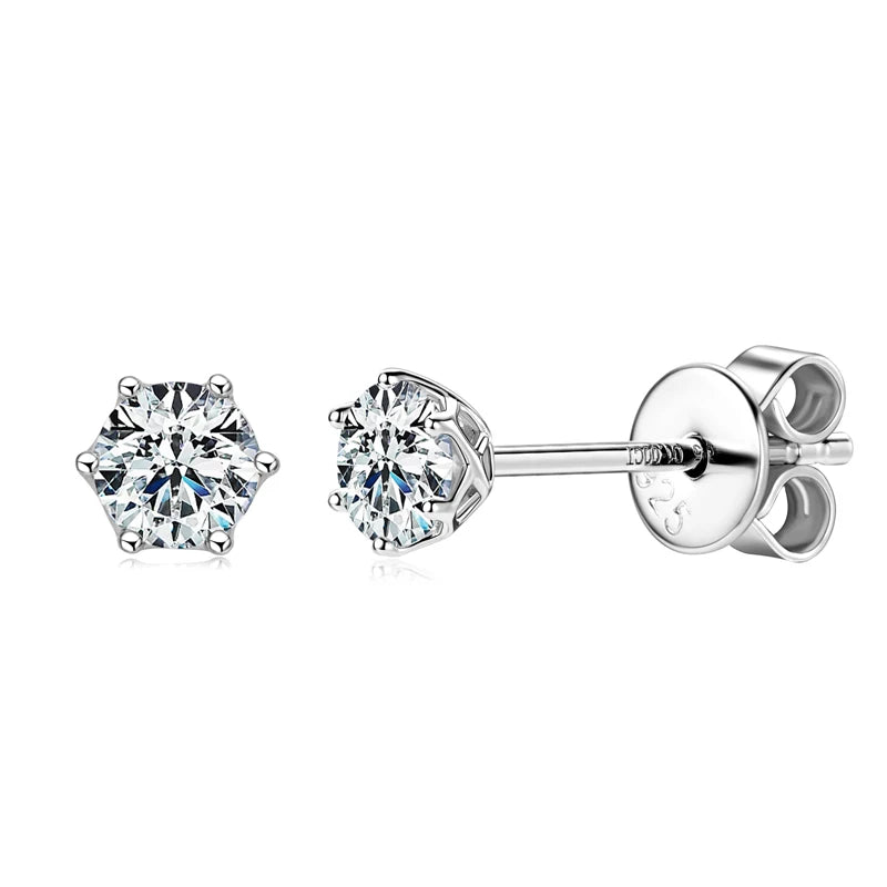 Real 3-6.5mm D Color 2CT Moissanite Diamond Stud Earrings 925 Silver for Women men Piercing Earrings Classic Jewelry Certificate