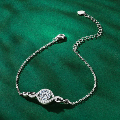 2025 1CT 6.5mm Infinity Moissanite Bracelet 925 Silver Adjustable Chain Evil Eye Bracelets for Women Hand Jewelry Gift GRA
