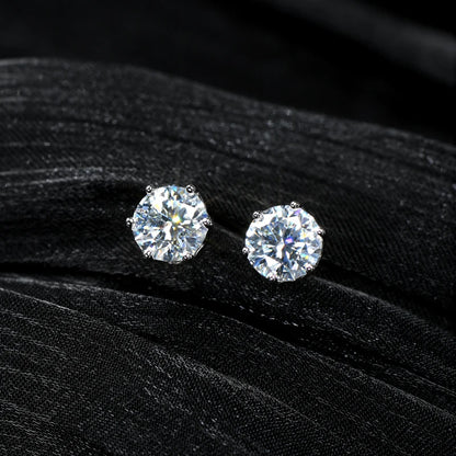 Real 3-6.5mm D Color 2CT Moissanite Diamond Stud Earrings 925 Silver for Women men Piercing Earrings Classic Jewelry Certificate