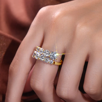 925 Silver Moissanite Rings Woman Bands 10 Stones 3.26cttw Sparkling Diamond Twist Shank Wedding Ring Engagement Jewelry