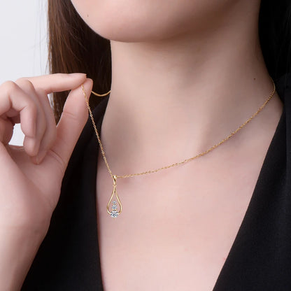 2024 Waterdrop Pendant Necklace 18k Gold Plated 3 Stones Moissanite Clavicle Real 925 Silver Chain for Women Jewelry Gifts
