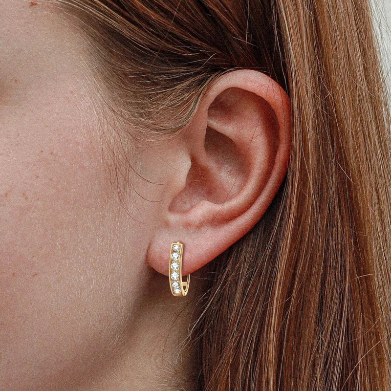 100% Real Gold 0.48CTW D Color Moissanite Earrings 14K Gold for Women Men Couples Small Hoop Earrings Engagement Wedding Jewelry