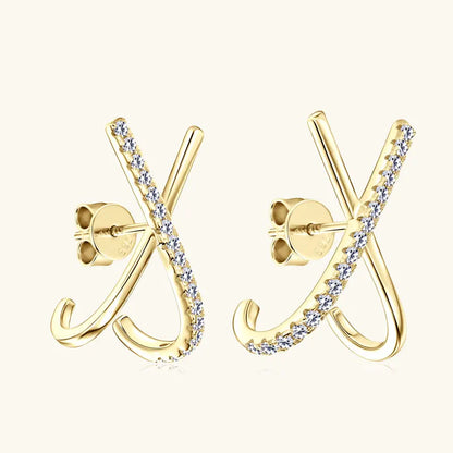 2025 New Trend Moissanite Earrings 925 Silver Cross X Shape Stud Earrings for Women Daily Wear Fine Jewelry Gift Birthday