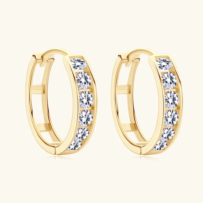 100% Real Gold 0.48CTW D Color Moissanite Earrings 14K Gold for Women Men Couples Small Hoop Earrings Engagement Wedding Jewelry