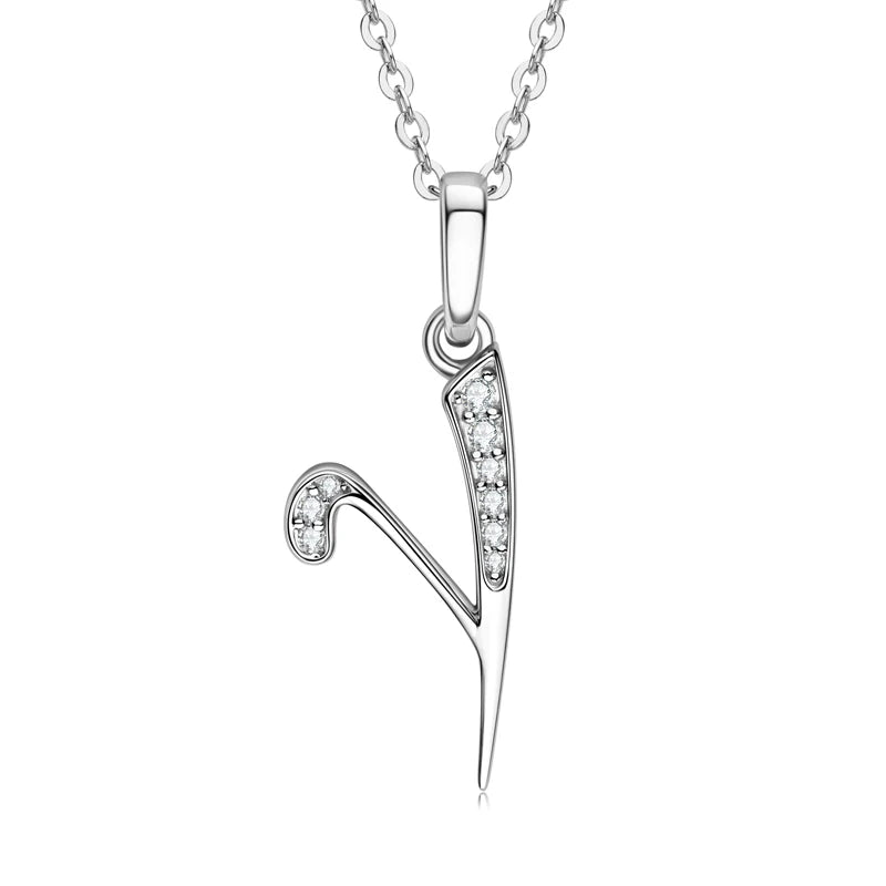 Name Necklace 26 Letter Initial Moissanite Pendant Real Silver 925 for Couples Women Men Valentine's Day Gift Fine Jewelry