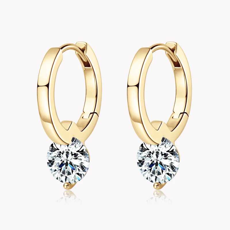 Fashion Moissanite Drop Hoops Earrings 925 Gold Plated Silver Diamond Solitaire Earring for Women Men Sterling Gifts Mom