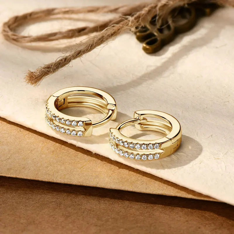 Moissanite Double Row Hoop Earrings S925 Silver 2024 Trendy Earrings Valentine's Gift for Women Wedding Daily Wear Jewelry
