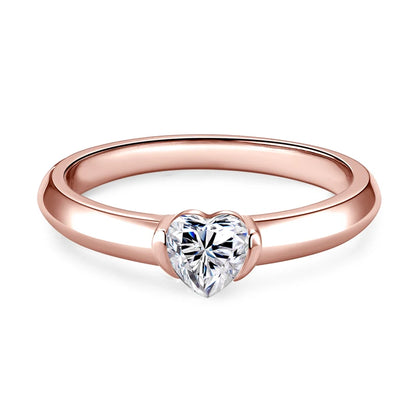 Rose Gold Color 0.5ct Heart Shaped Moissanite Solitaire Engagement Ring Silver 925 for Women Promise Wedding Bands Jewelry