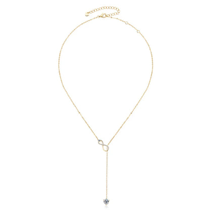 925 Silver Infinity Necklace for Women 6.5mm D Color Moisasnite Pendant Y Shape Necklaces Anniversary Wedding Jewelry Gift