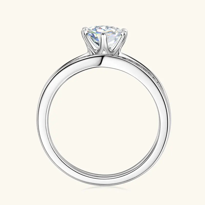Classic 1.0ct D Moissanite Wedding Engagement Rings for Women 925 Silver Solitaire Bridal Ring Stackable Half Eternity Band Sets